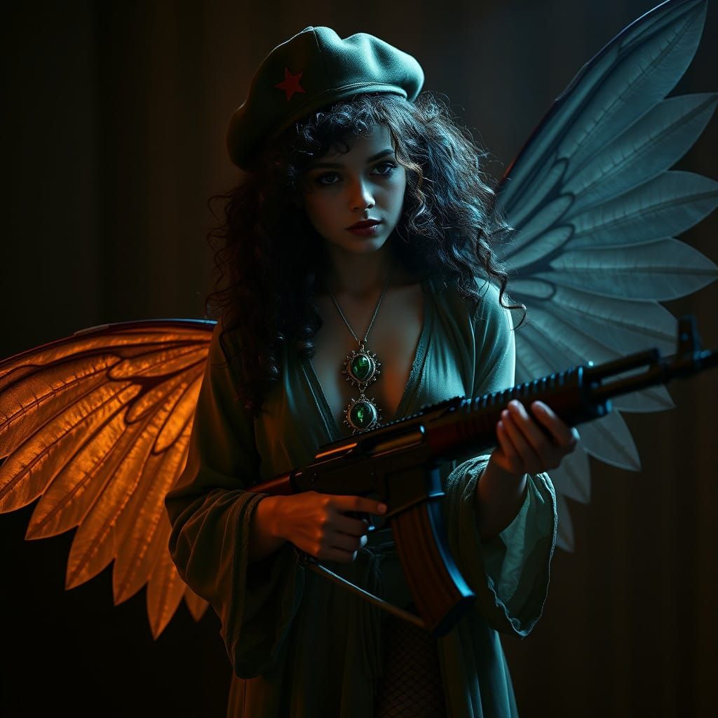 Mysterious Fairy Warrior in Chiaroscuro