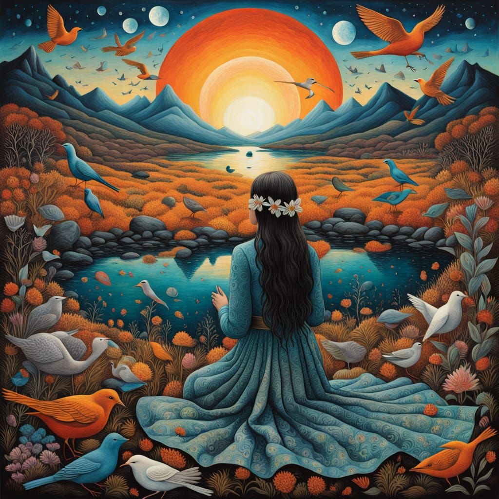 Surreal Fragmented Sculpture of Resilient Woman in Dreamlike...