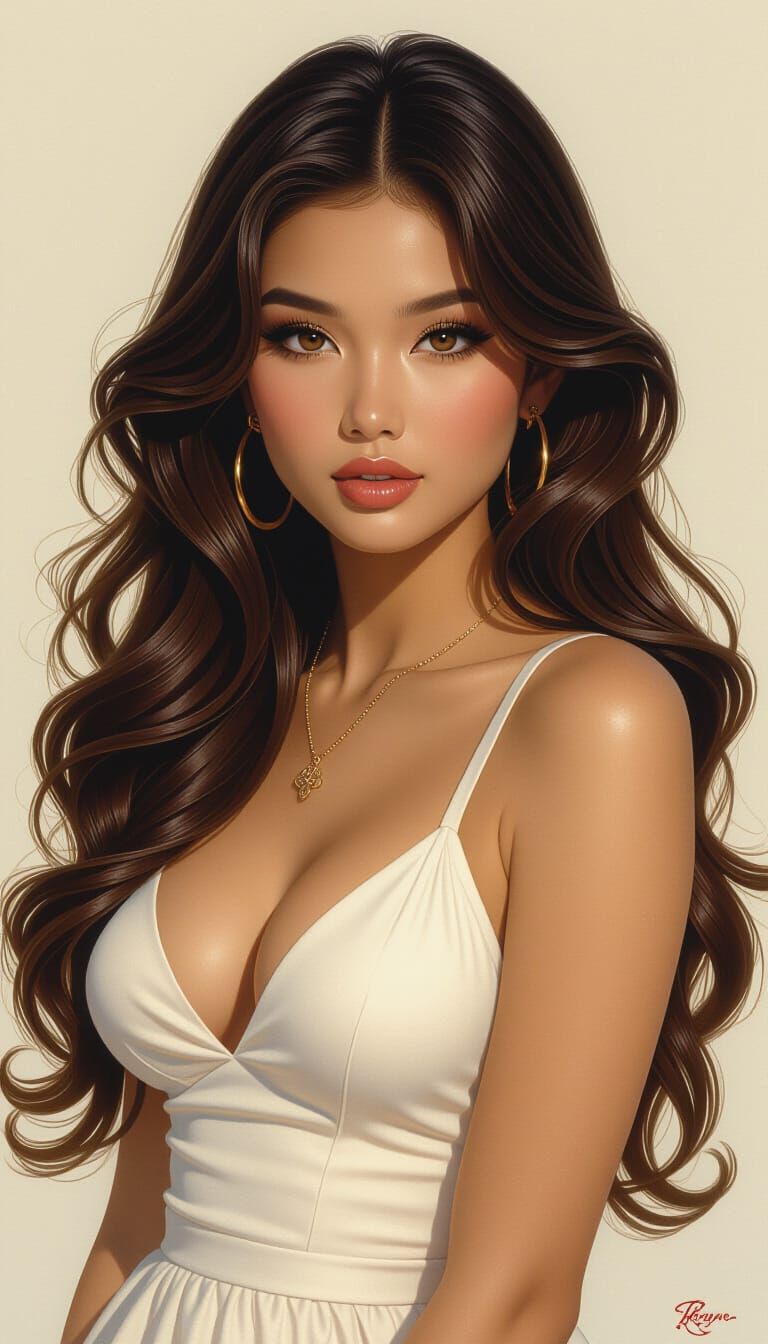 Filipino Pin-Up Model with Expressive Eyes