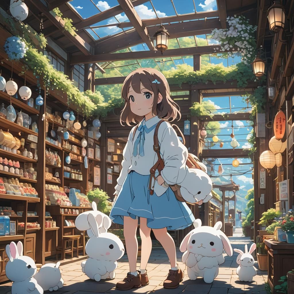 Cinnamoroll Girl in Studio Ghibli Anime Style
