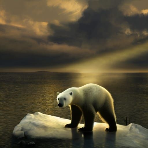 Lonely Polar Bear: Digital Art in 8K Resolution