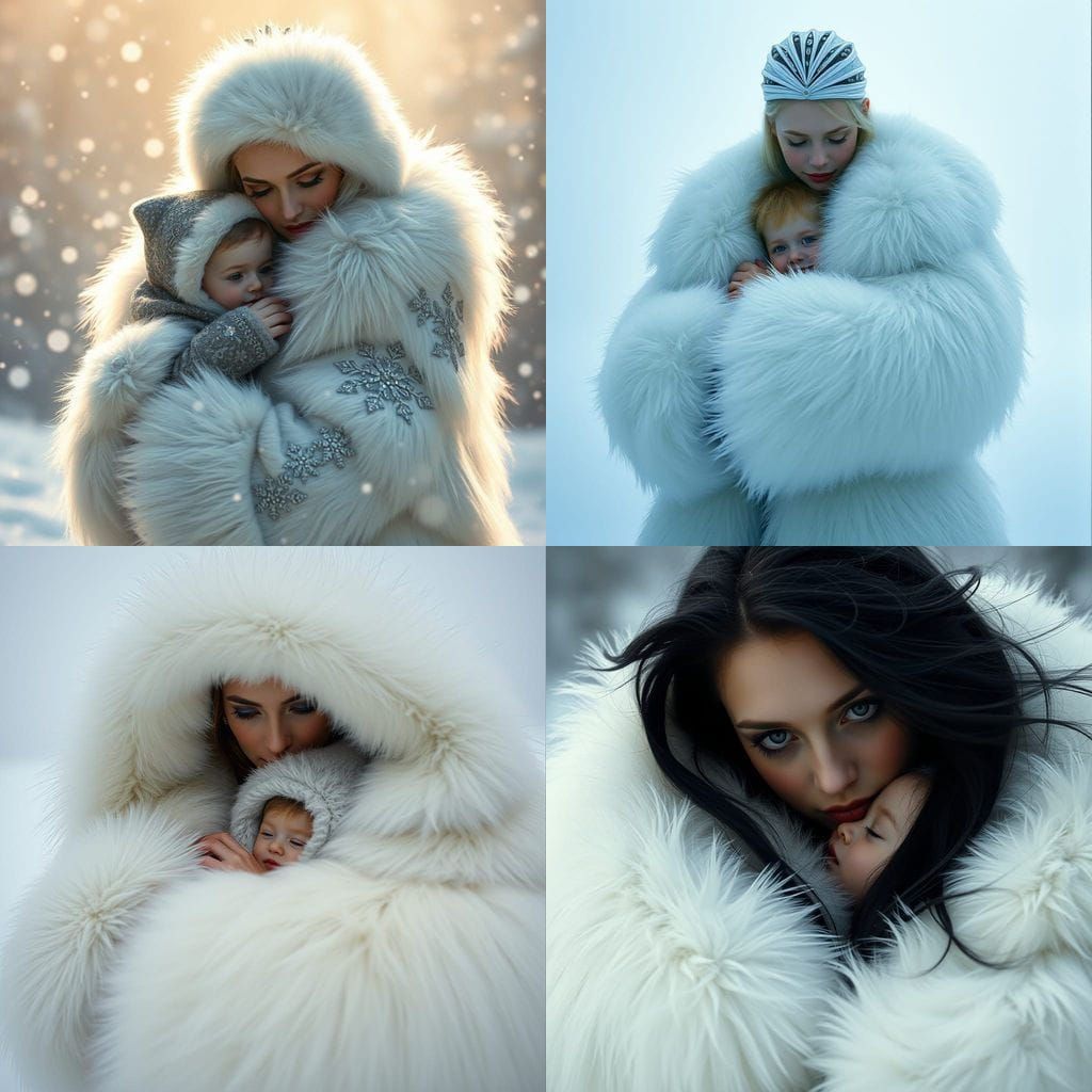 A Snow Queen's Tender Moment in a Winter Wonderland