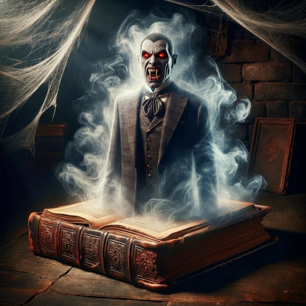 Vampire Apparition Emerges from Vintage Book