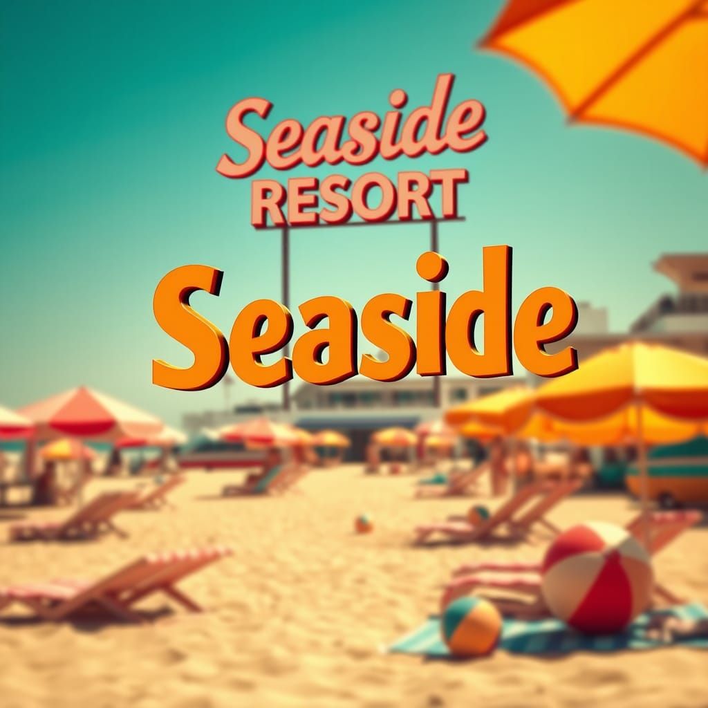 Retro Seaside Resort Poster in Vintage Style