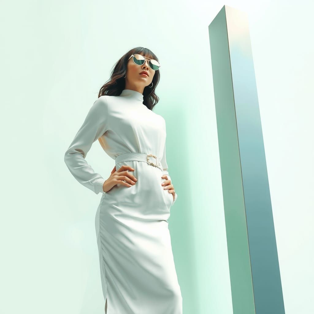 Futuristic Woman in Silk Dress: Hyperrealistic X-Ray Art