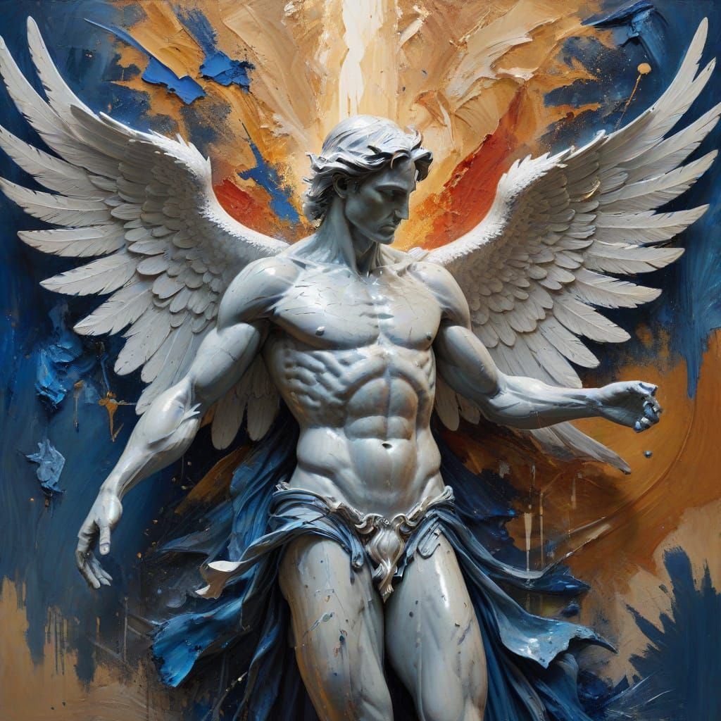 The Guardian of Paradise in Impasto Oil Painting