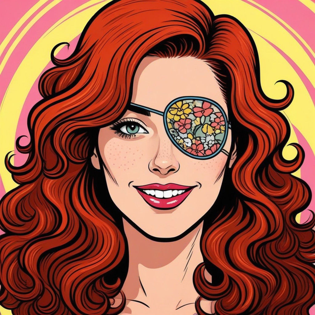 Daring Redhead Goddess in Vibrant Pop Art