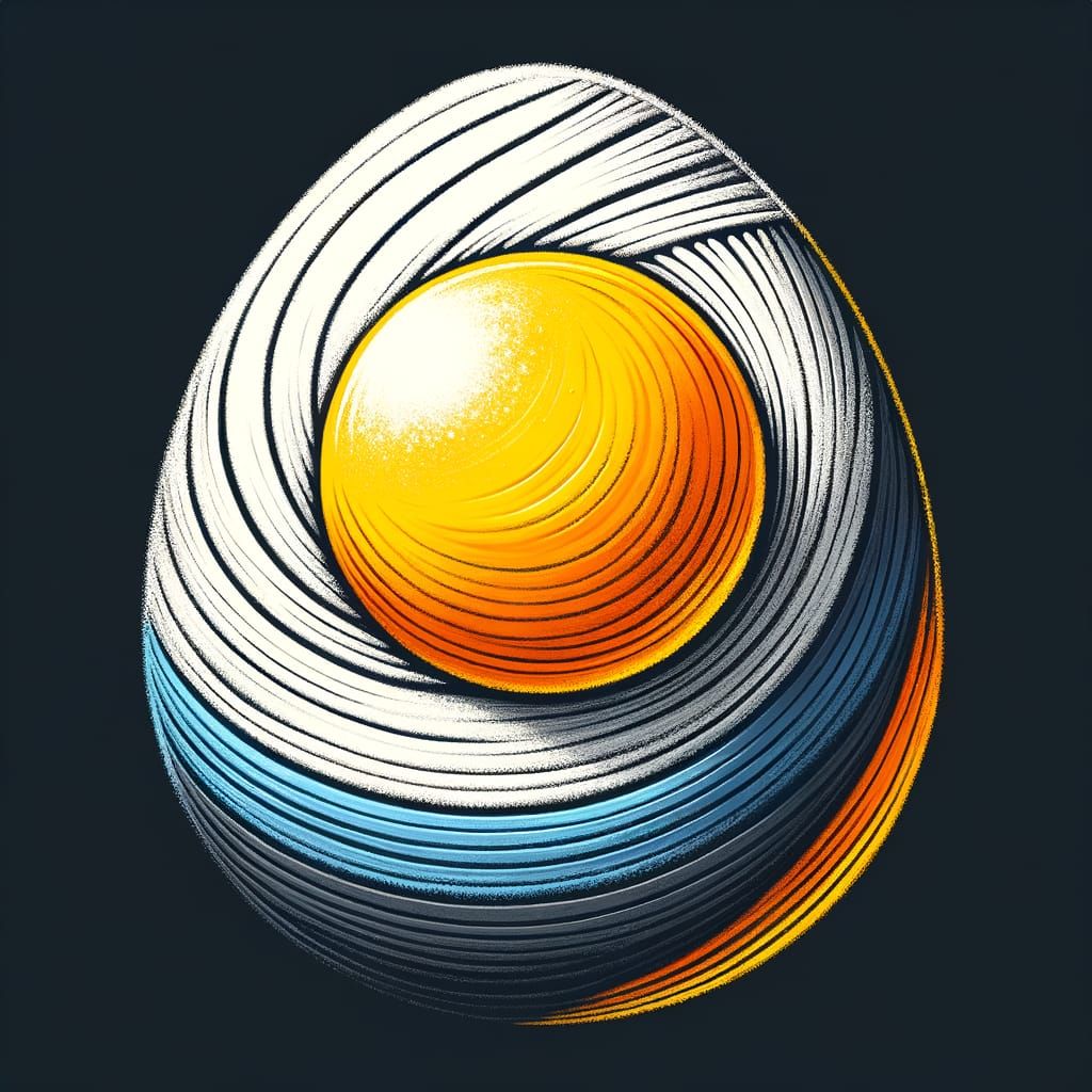 Egg with Yellow Yolk in Chalk Art
