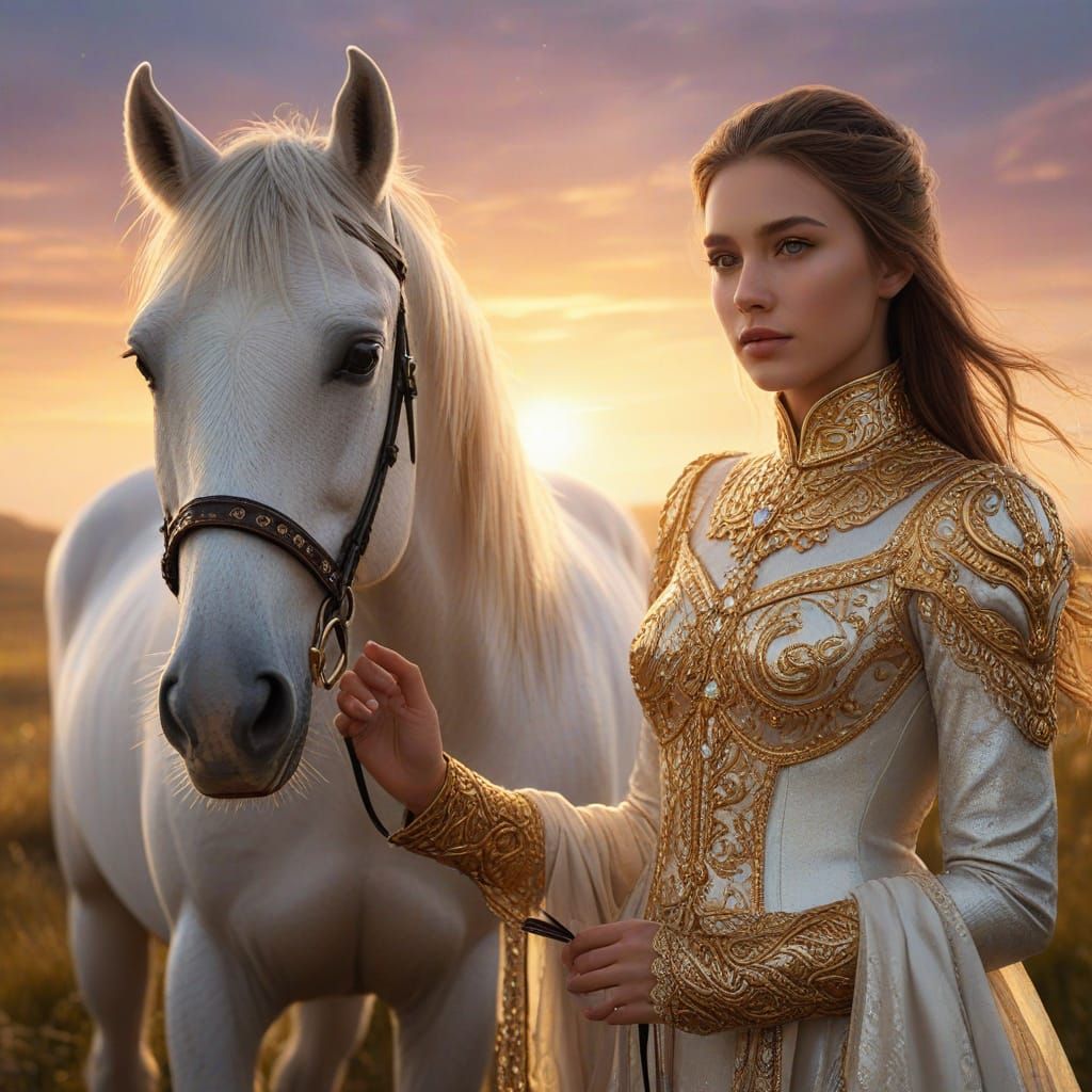 Fantasy Cowgirl and Enchanted Horse in Digital Art