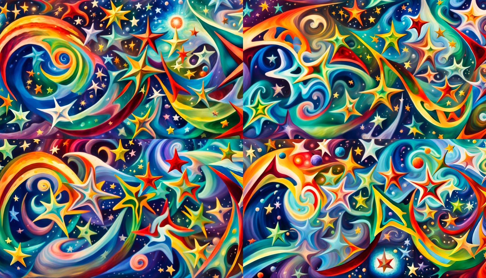 Iridescent Star Cluster Formation as Oil Painting