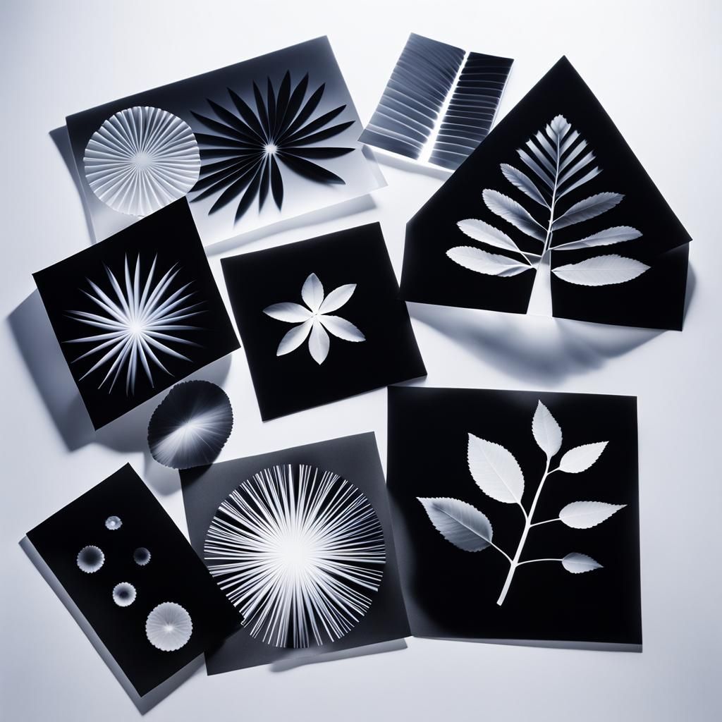 Abstract Photogram in Black and White with Solarization
