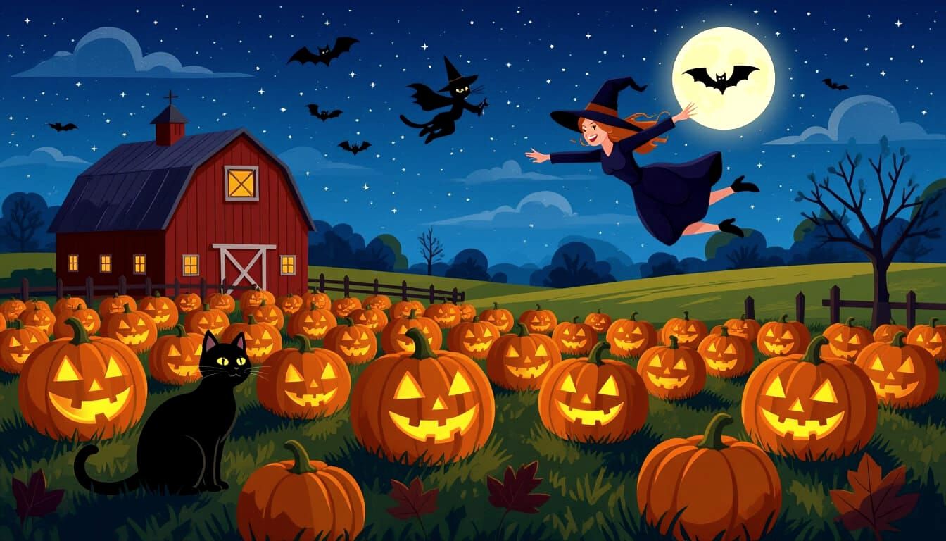 Halloween Farm Party: Animated Pumpkins, Flying Witch, and B...