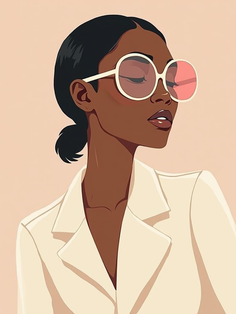 Serene African Woman in Pink Sunglasses and Jacket