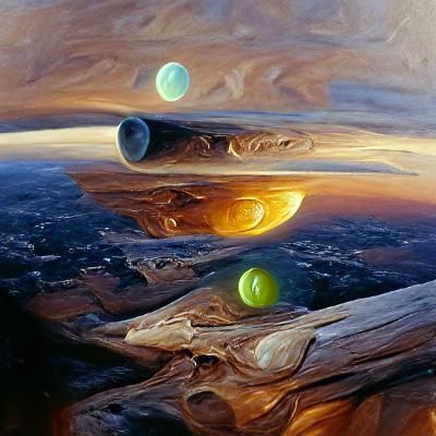 Luminescent Planets in Oil Painting Style