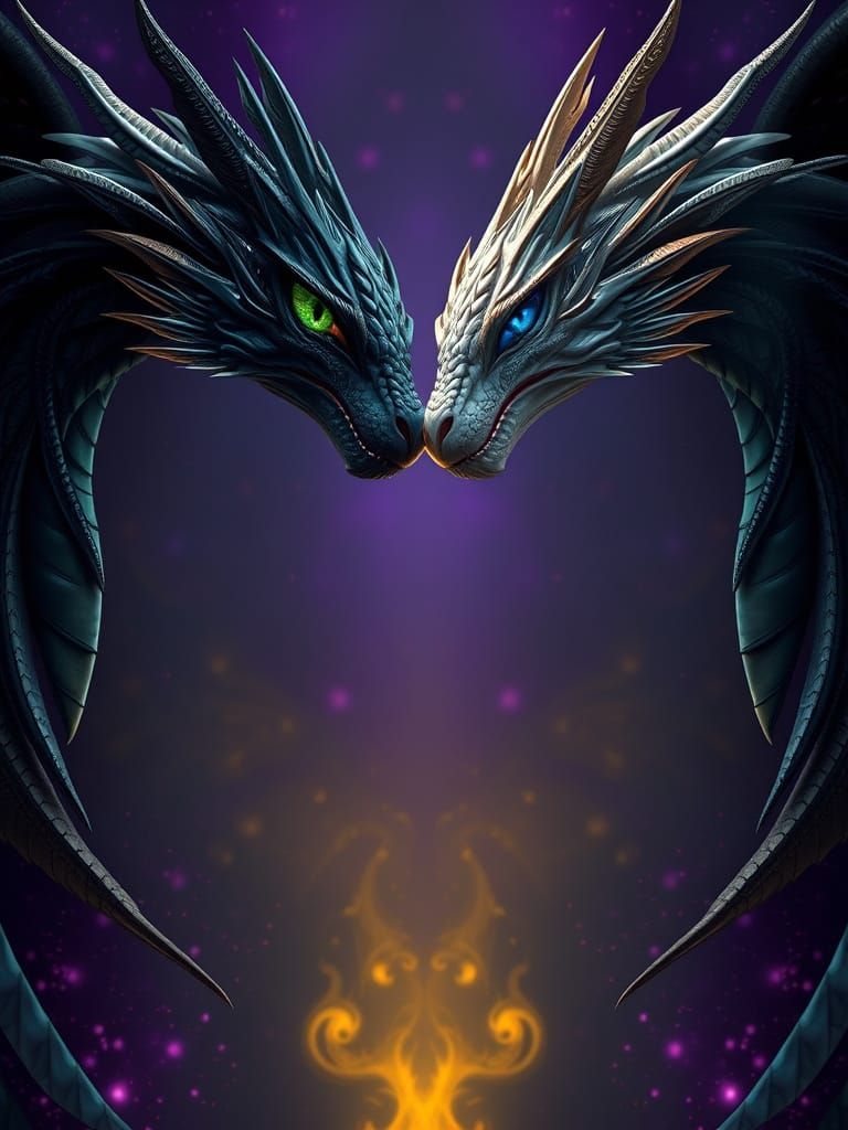 Elegant Dark Fantasy Dragons in Profile
