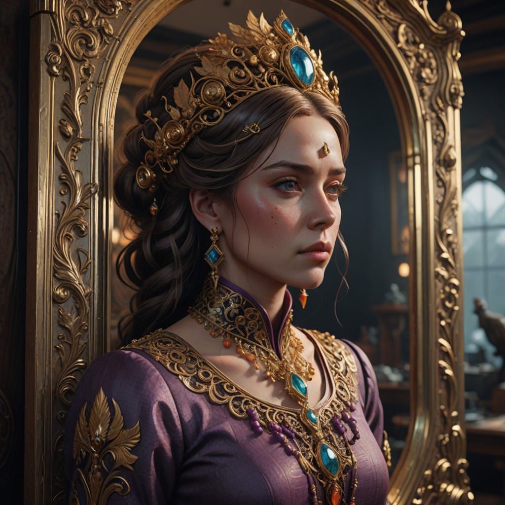 Luxurious Regal Portrait in Traditional Attire with Intricat...