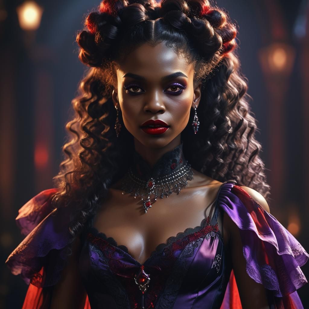 Gothic Vampire Portrait in Art Nouveau Style