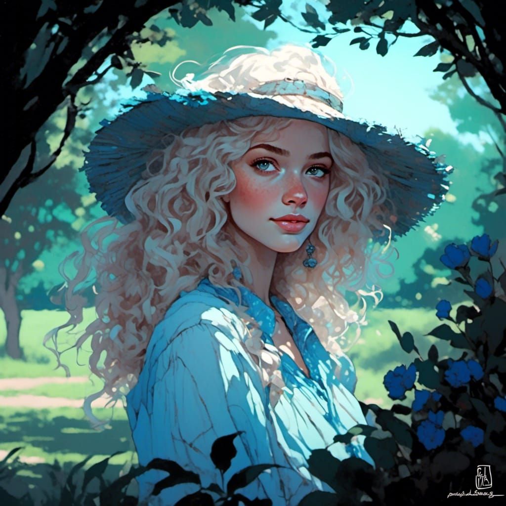 Happy Boho Girl Portrait in Garden Setting