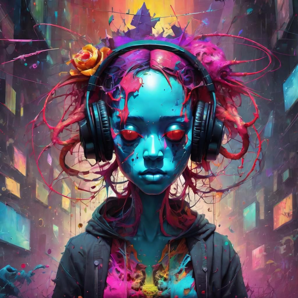 Vibrant 3D Digital Art: Hyper-Detailed Musical Masterpiece