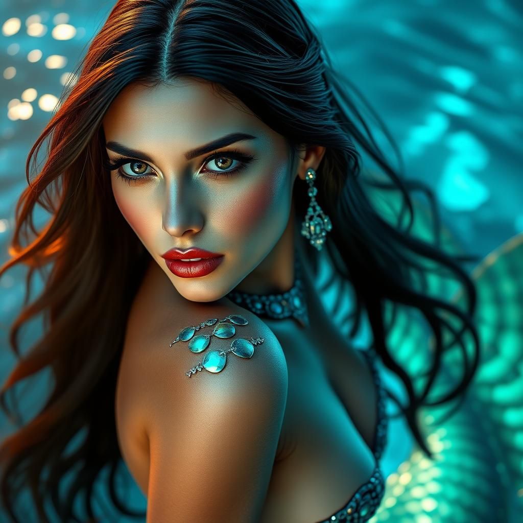 Bioluminescent Mermaid with High-Tech Jewelry