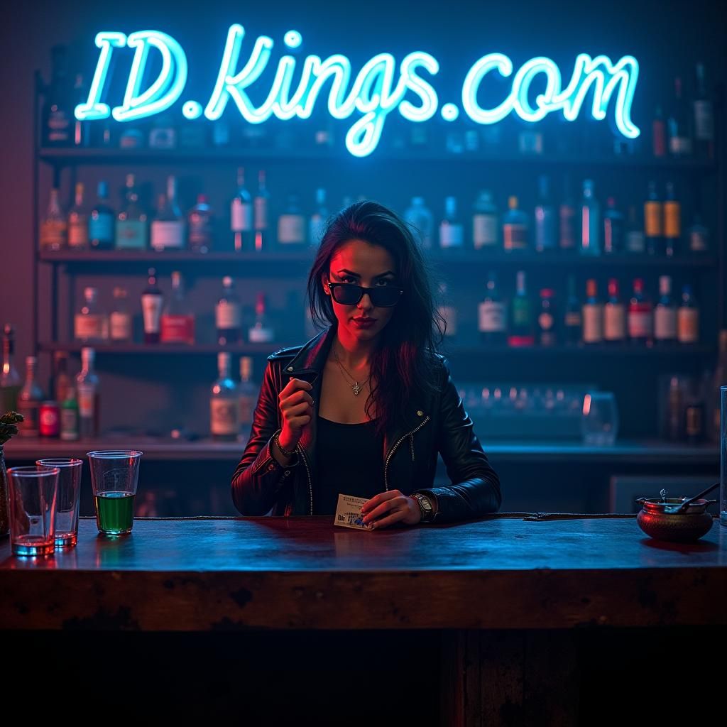 Cyberpunk Bartender at Moody Bar with Neon Sign