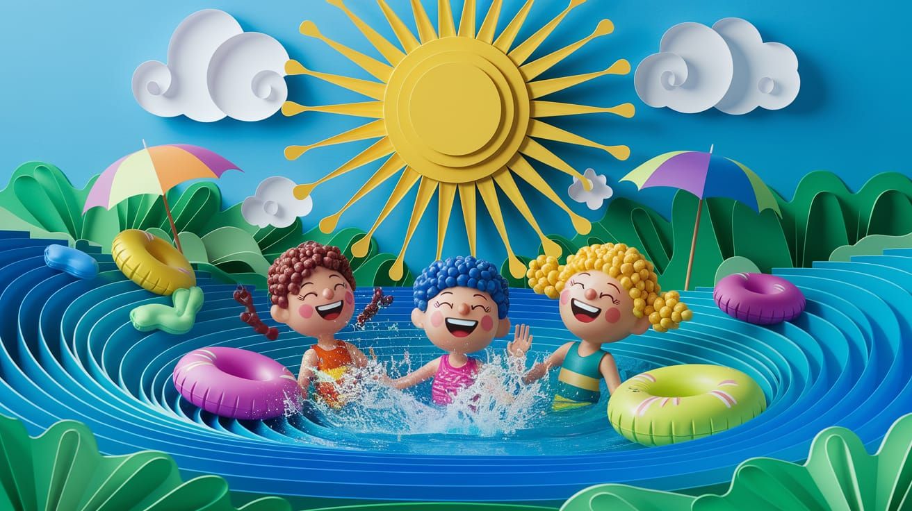 Fun in the Sun: 3D Paper Art of Summer Pool Party