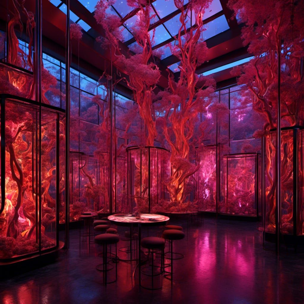 Glass Blood Vessel System in Art Deco Style