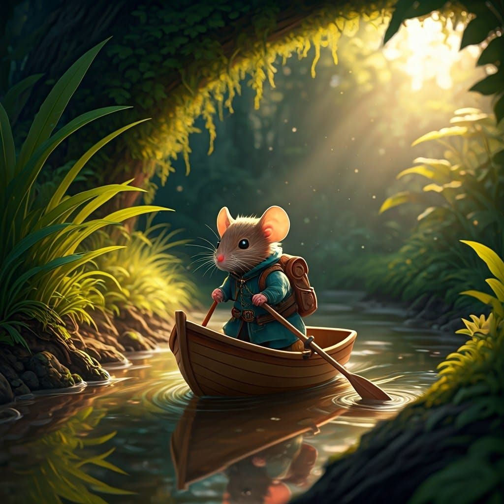 Brave Mouse Embarks on Whimsical Journey in Fantasy Illustra...