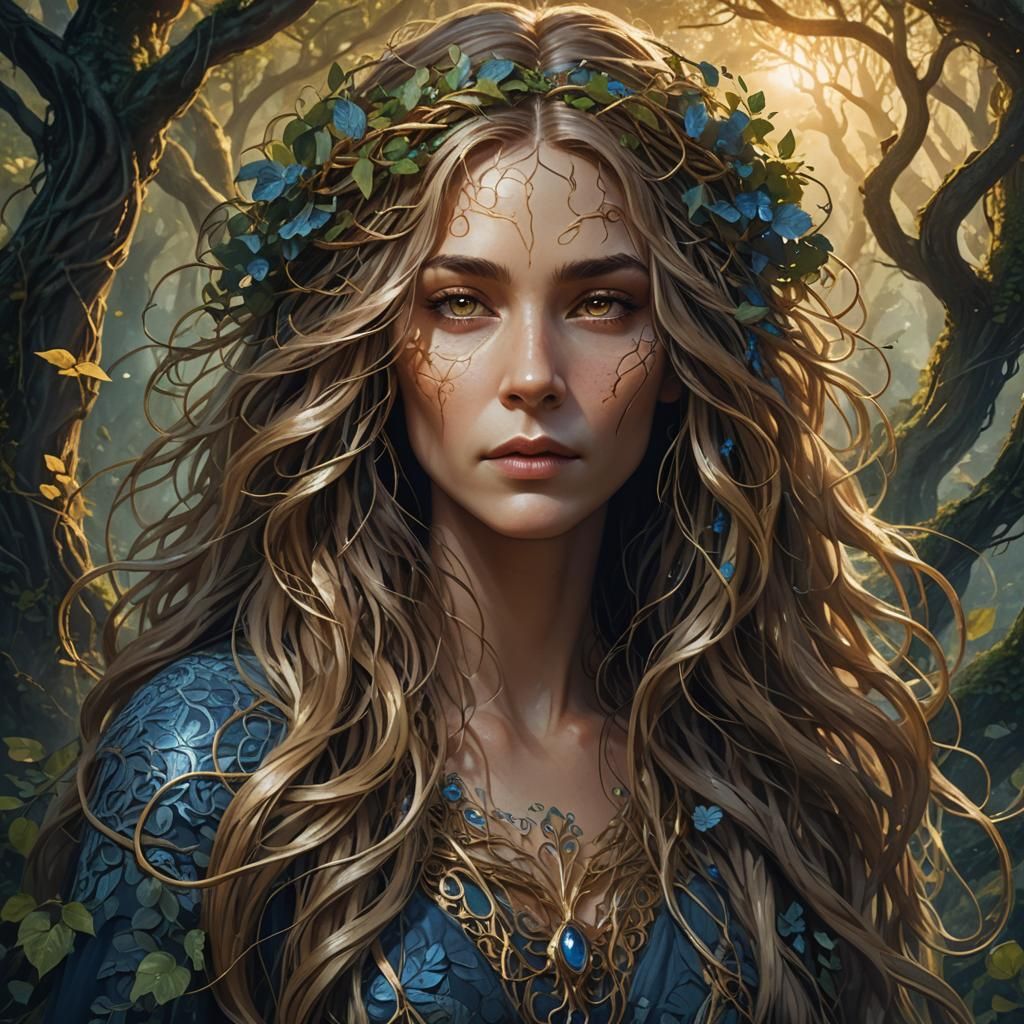 Mystical Woman with Vines: Fantasy Portrait