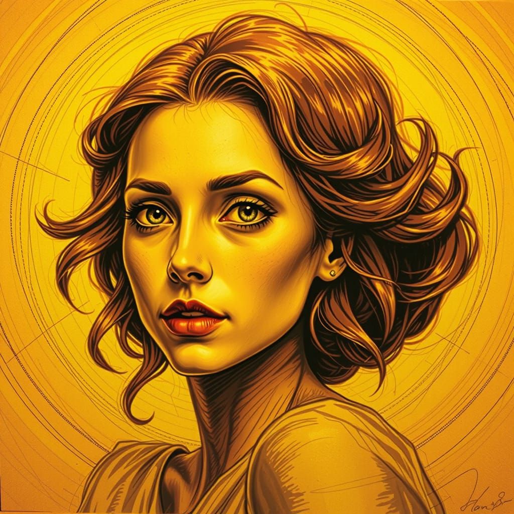 Etched Sketch of a Pretty Face