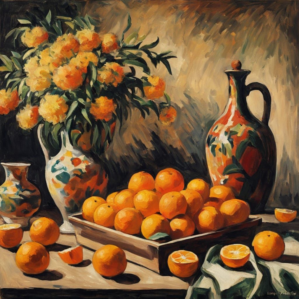 Vibrant Still Life in Earthy Tones, à la Fauvist Style