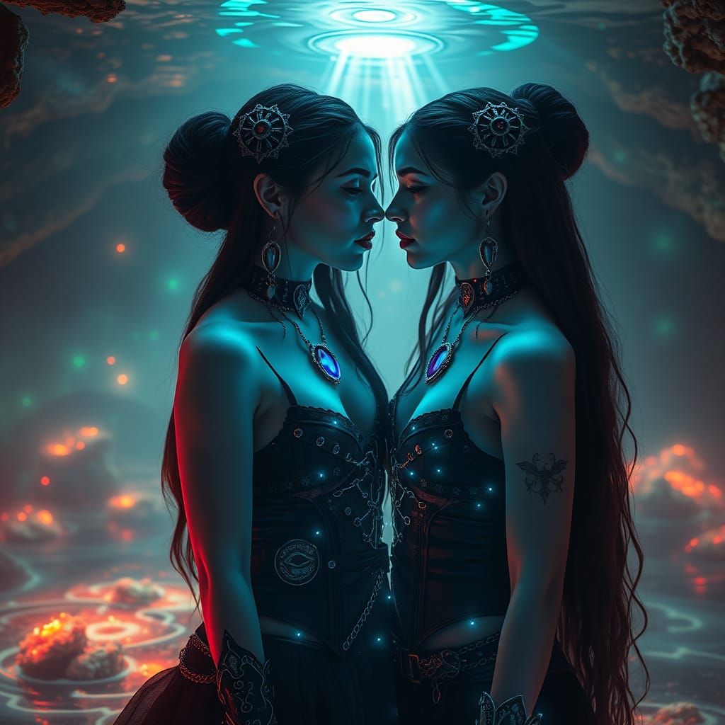 Ethereal Goddesses in Luminous Oceanic Realm