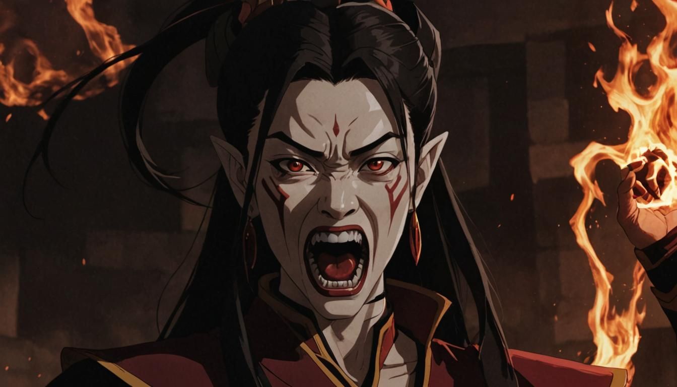 Azula from Avatar as Vampire with Fangs