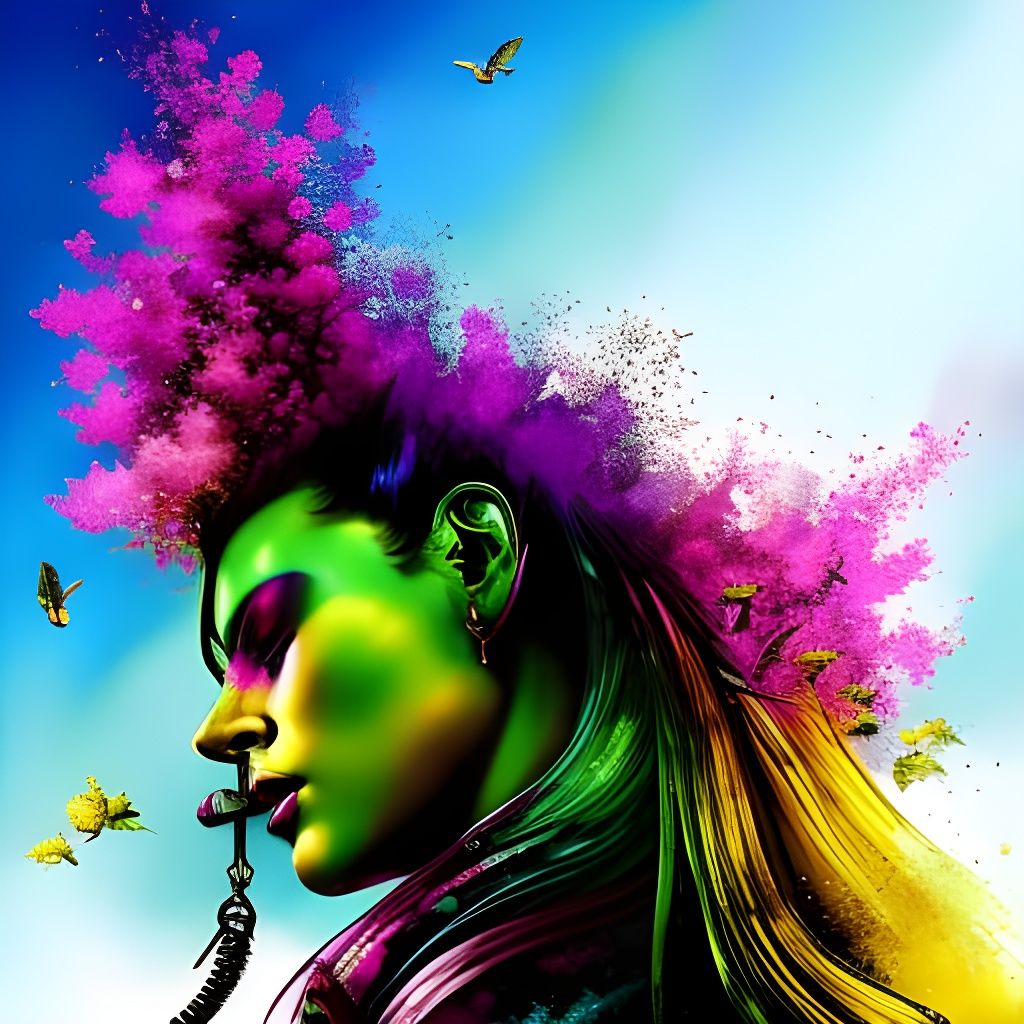 Lush Vaporwave Garden in Detailed Comic Art Style