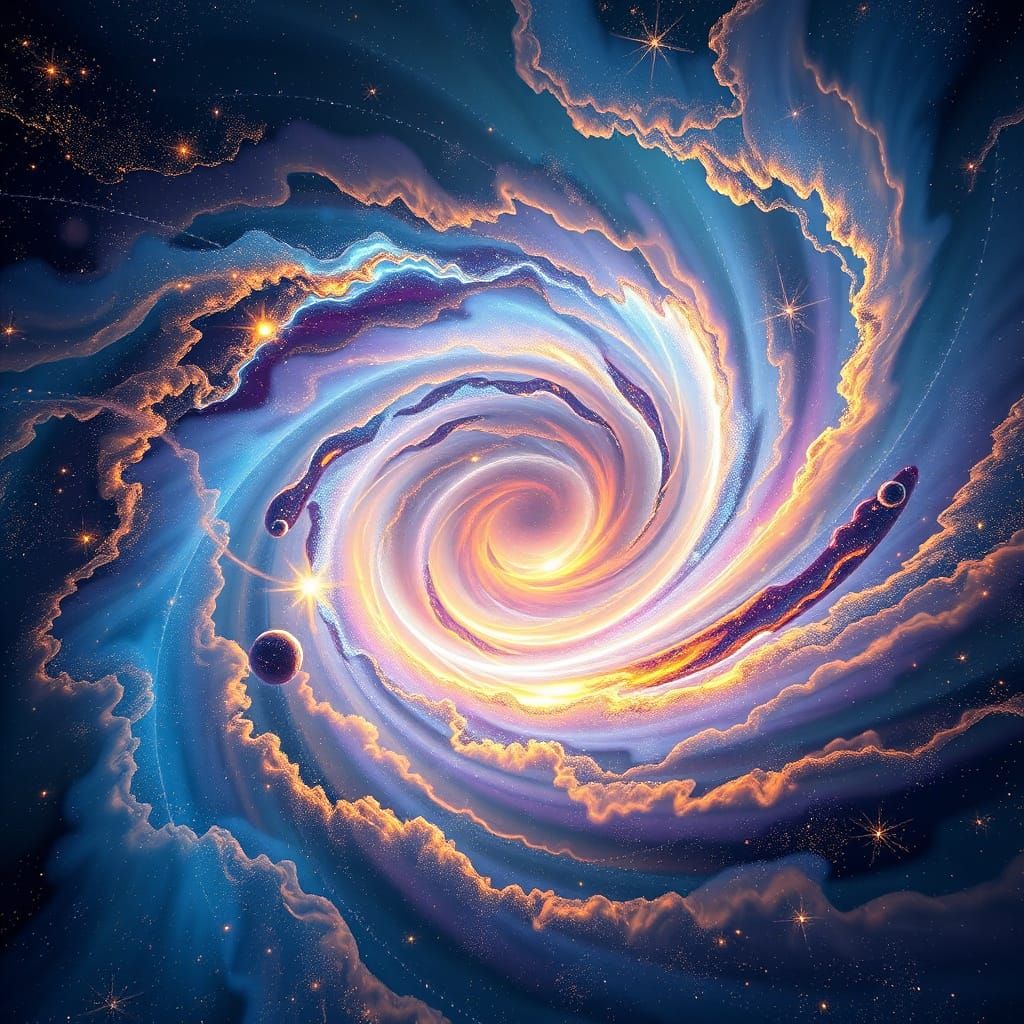 Cosmic Vortex of Stars and Nebulae in Visionary Art Style