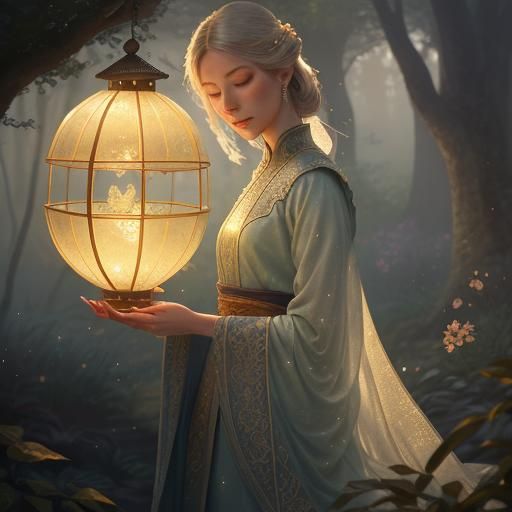 Dornish Woman in Ethereal Golden Lit Gardens