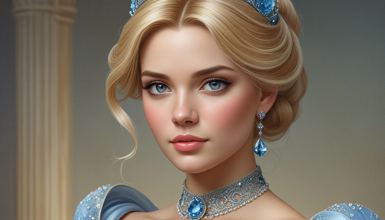 Surreal Cinderella Portrait in Realistic 3D Style
