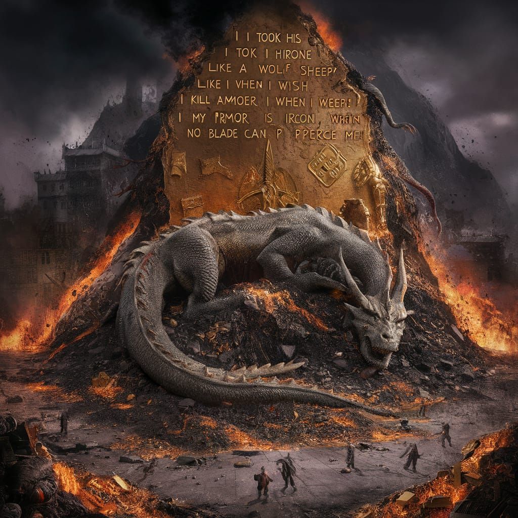 Smaug's Demise: Dragon on a Smoldering Hoard