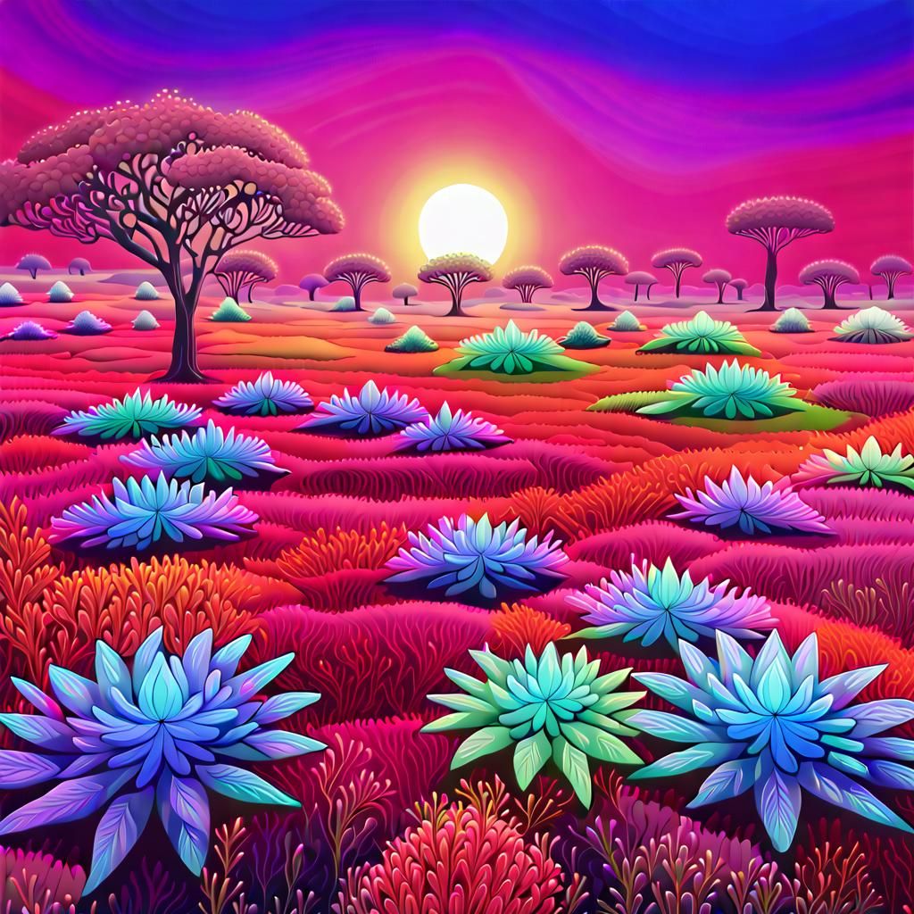 Iridescent Fractal Savannah in Neon Colors