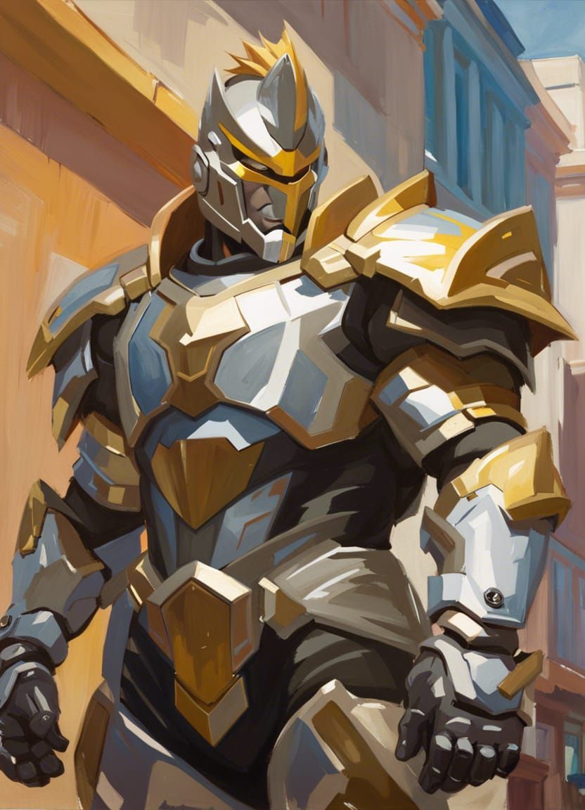 Reinhardt Overwatch as Power Ranger in Street Art Style