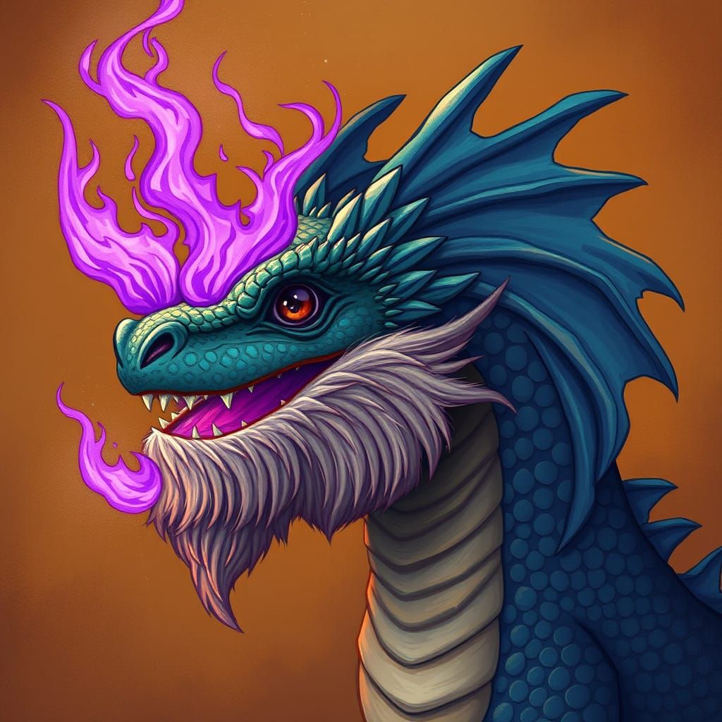 Bearded Dragon Engulfed in Purple Flames
