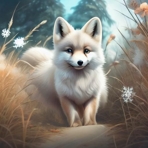 White Snow Fox in Winter Wonderland
