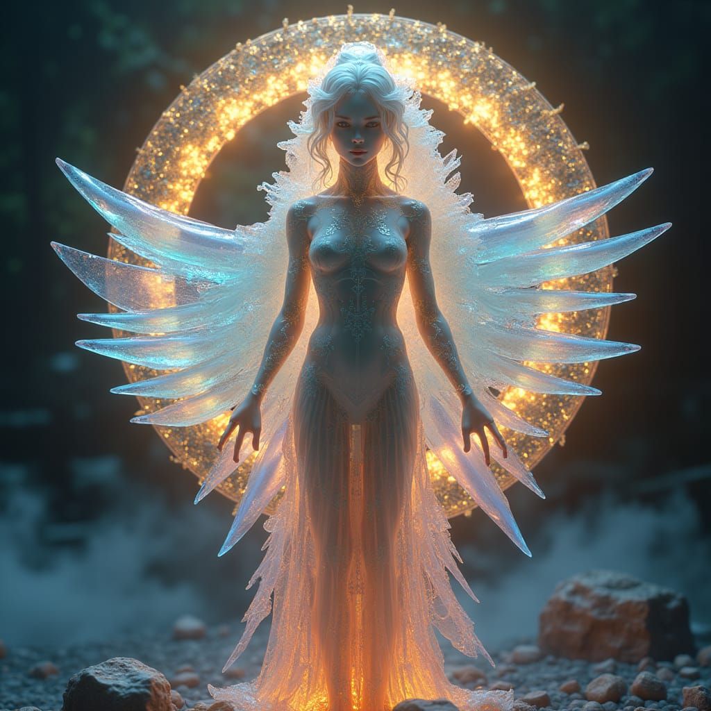 Luminous Higher Dimensional Being with Golden Sigil