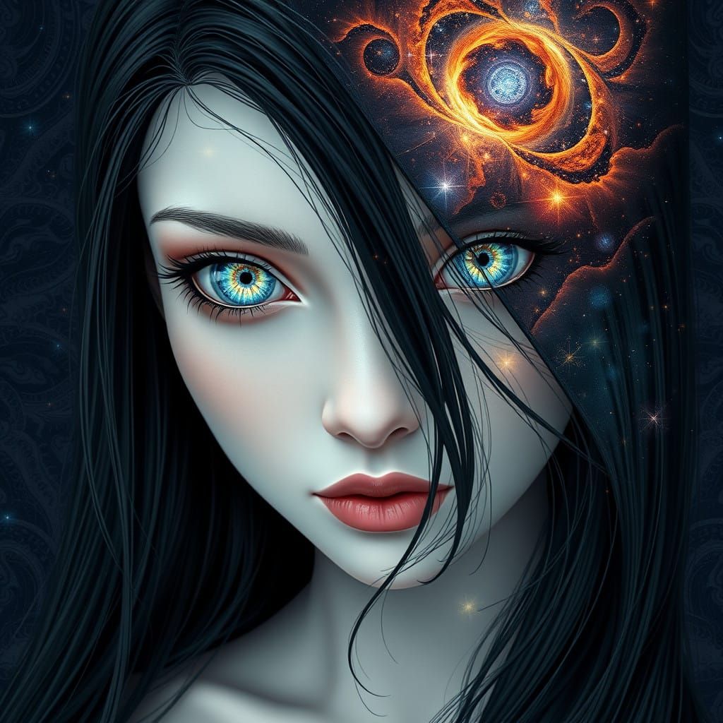 Ethereal Goddess with Cosmic Eyes