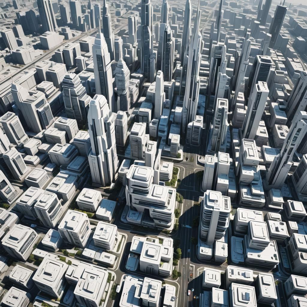 Realistic Futuristic White Cityscape