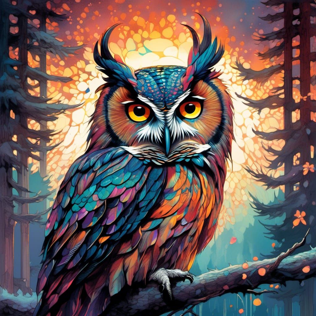 Owl at sunset