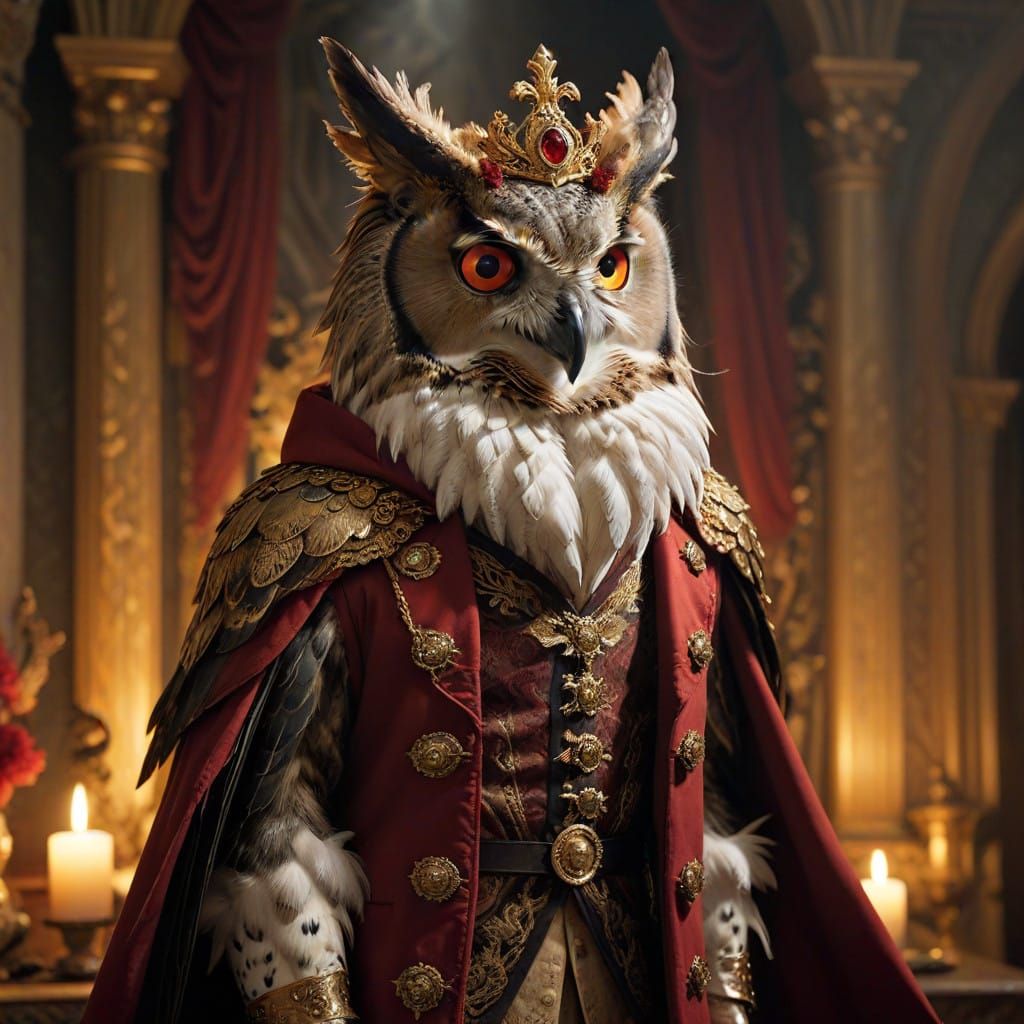 Elegant Anthro Great Horned Owl Demon Regally Rules Hell