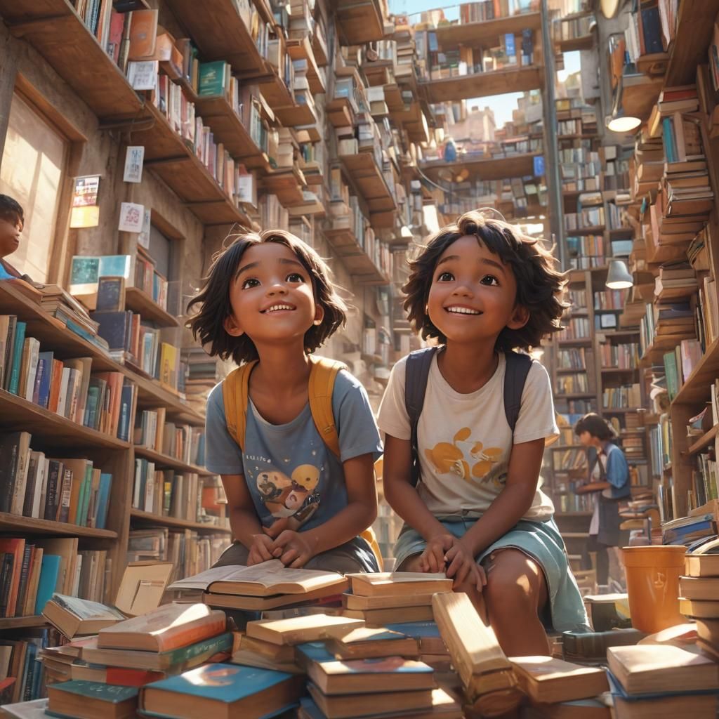 Joyful Children in Favela: Stylized 3D Anime
