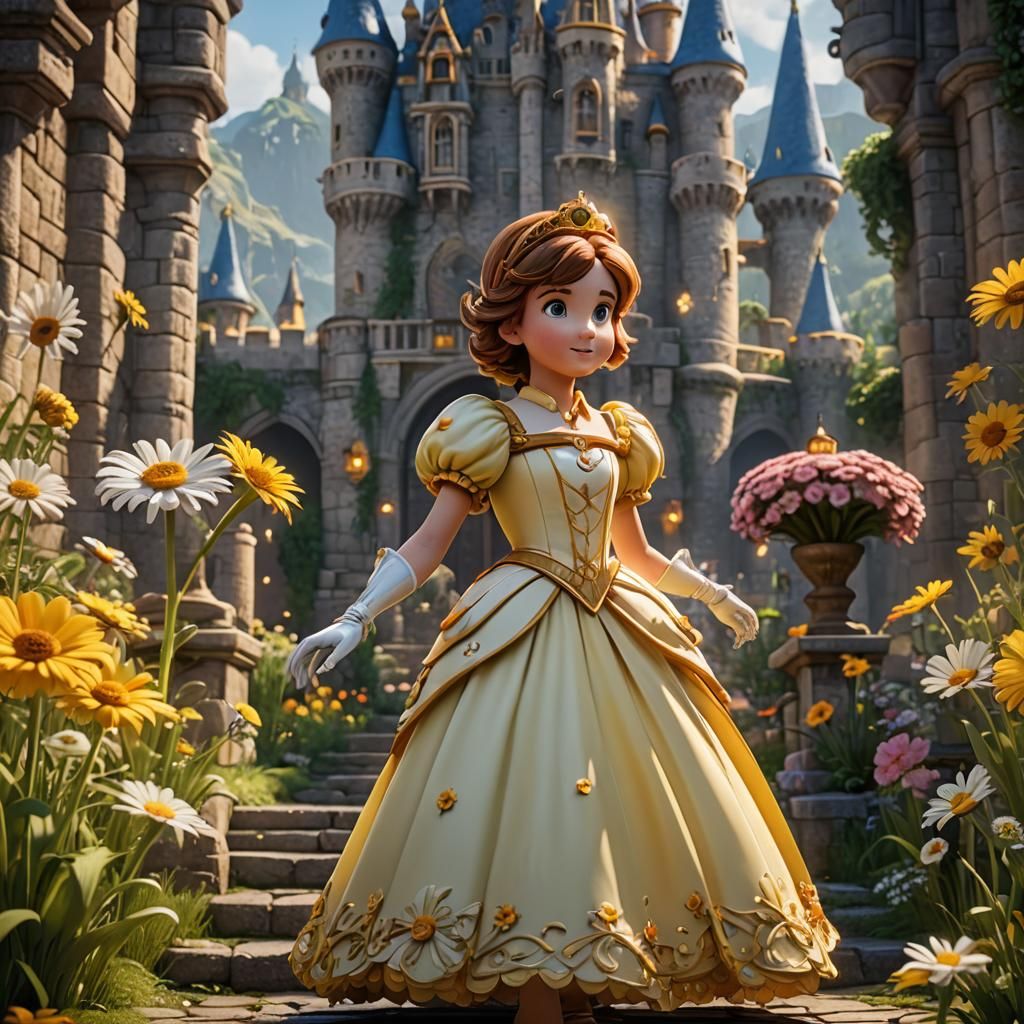 Princess Daisy in 3D Game Cinematic Style