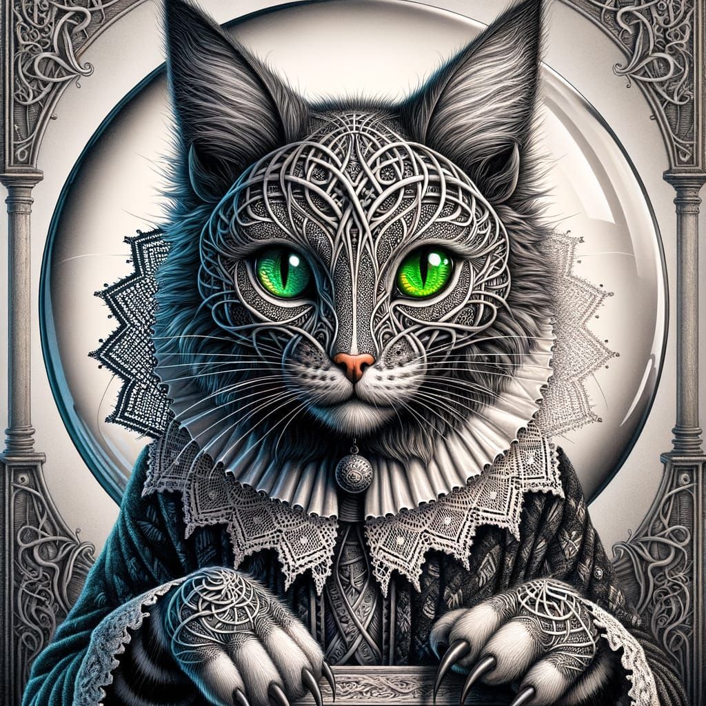 Anthropomorphic Cat in Haitian-Inspired Tattoo Fashion